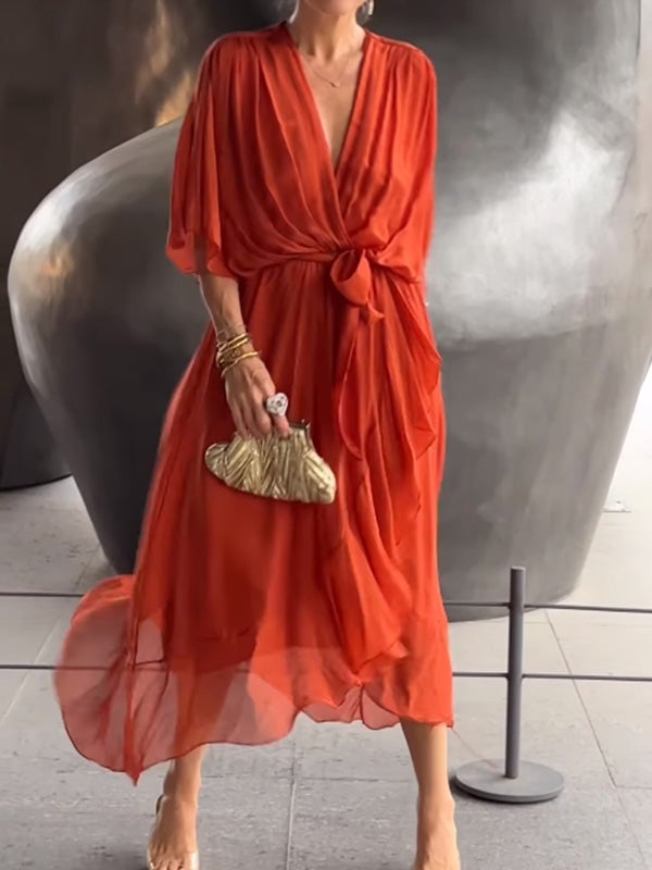 Camilla - elegant V-neck chiffon dress