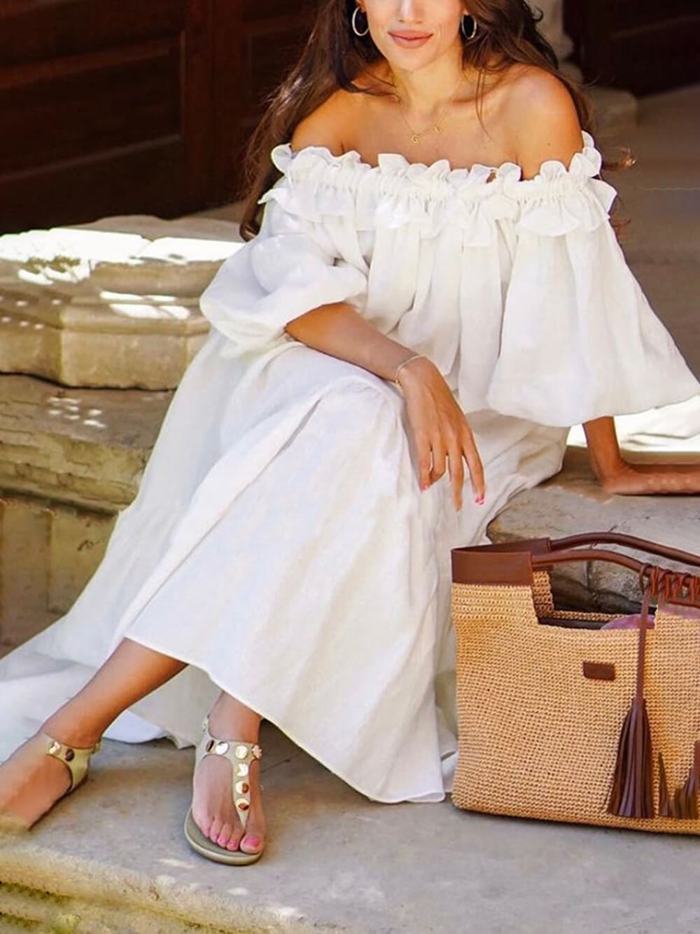 Giselle - Chic Off Shoulder Midi Dress