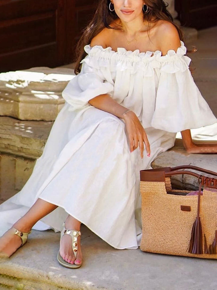 Giselle - Chic Off Shoulder Midi Dress