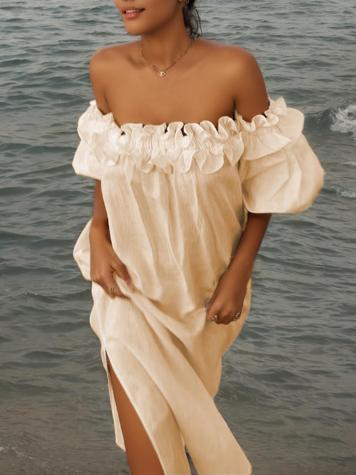 Giselle - Chic Off Shoulder Midi Dress