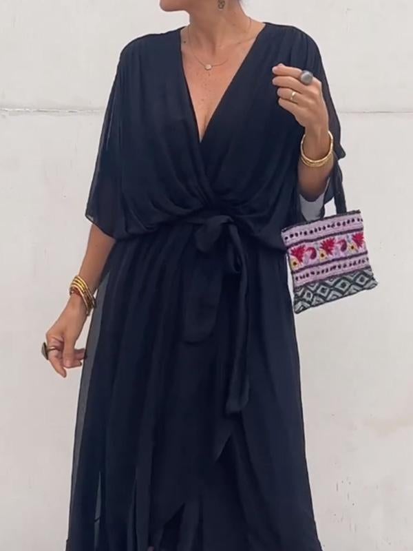 Camilla - elegant V-neck chiffon dress