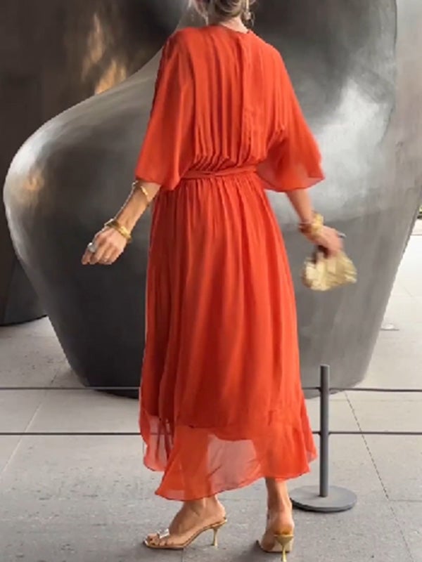 Camilla - elegant V-neck chiffon dress