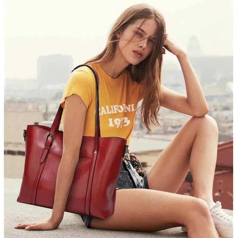 Refined Leather Shoulder Bag