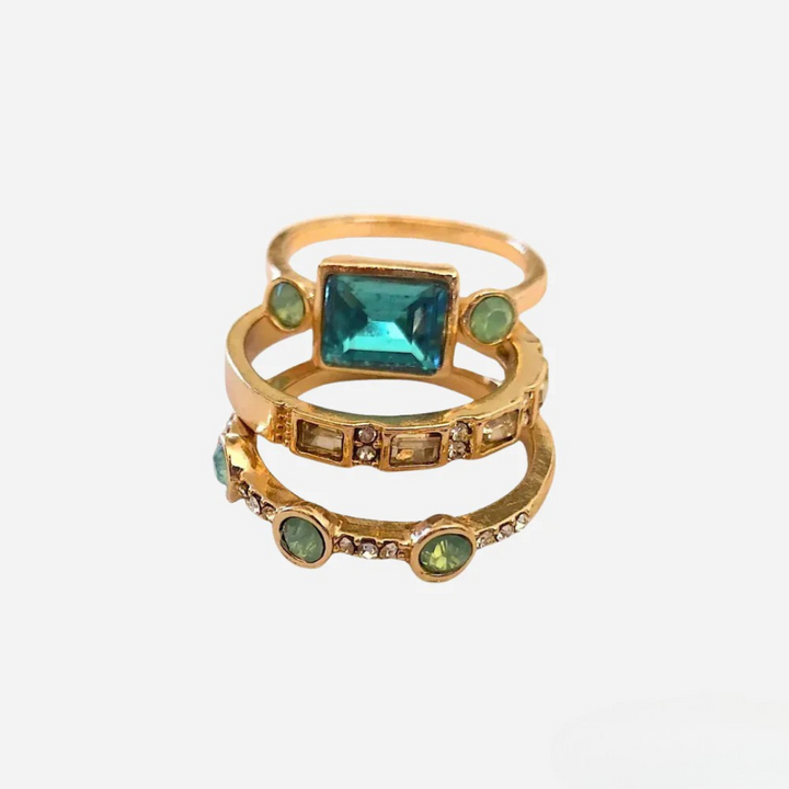 Yasmine | Vintage Blue Crystal Ring Set