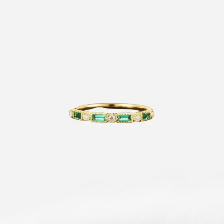 Alexia | Gold Ring with Green Zircon Inlay