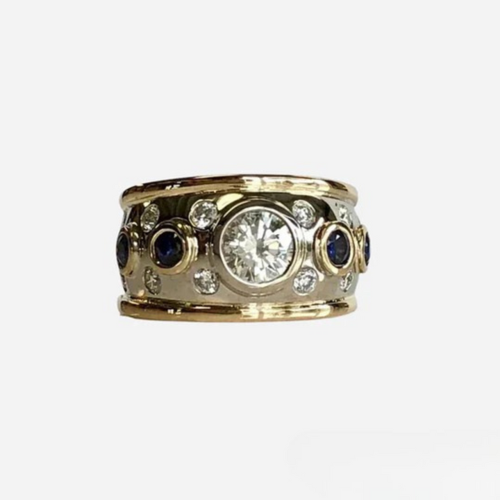 Esmay | Vintage Gold-Inlaid Zircon Ring