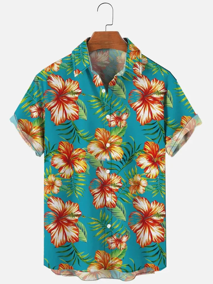 Men's Shirt Tropical Plants Pattern 3D Print Tops Summer Casual Holiday Shirt New Button Lapel Short Sleeves Unisex Clothing