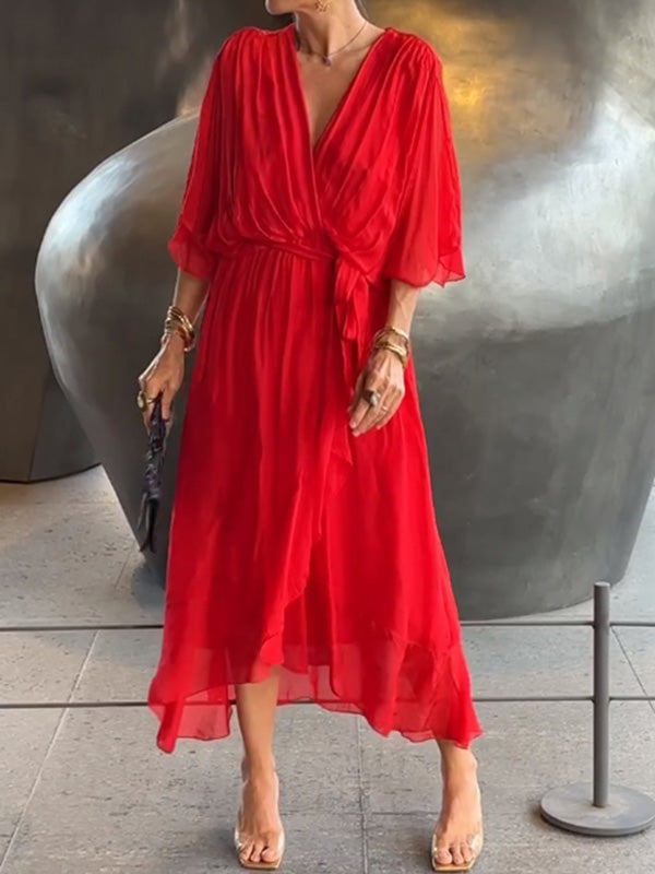 Camilla - elegant V-neck chiffon dress