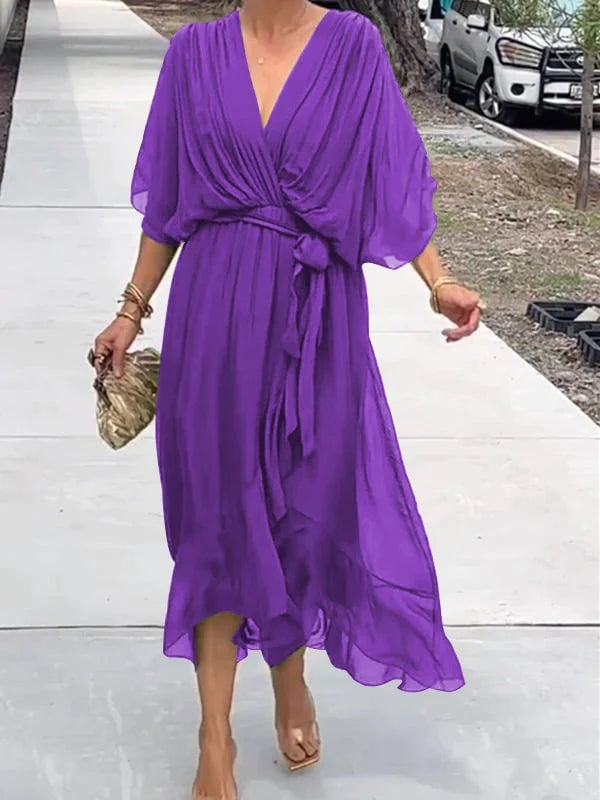 Camilla - elegant V-neck chiffon dress